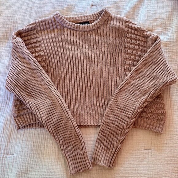 Kendall and Kylie Knit Tan Chunky Knit Sweater, Size S - Picture 1 of 5